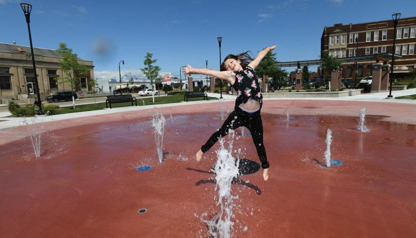 Splash pad at Wenzel Family Plaza Marshfield WI