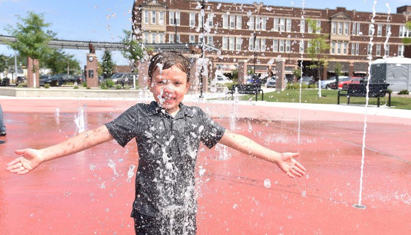 Splash pad at Wenzel Family Plaza Marshfield WI