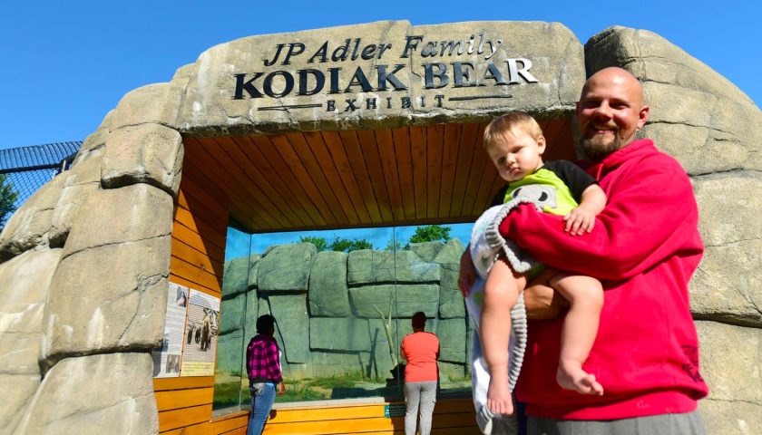 Family at Kodiak bear exhibit at Wildwood Park & Zoo Marshfield WI